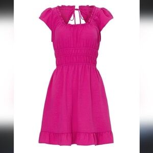 Louna Fuchsia Puff Short Cottagecore Sleeve Mini Dress Size Medium